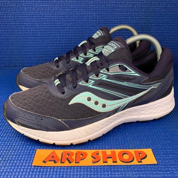🔴 SAUCONY COHESION 13 Women’s US 9.5 Navy Blue Aqua Running Shoes S10559-20 - Picture 1 of 9